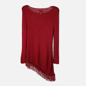 Women’s Chico's RED Asymmetrical Sweater Fringed 0